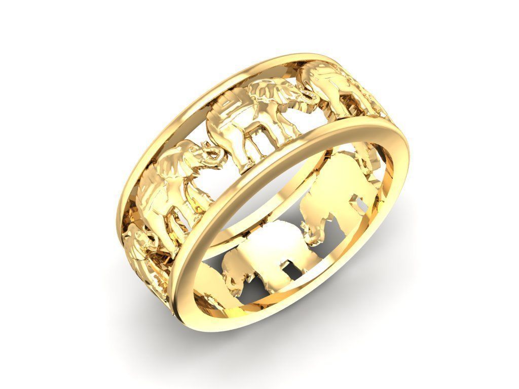 3D Model Lucky Elephant Band Ring 899 3D print model_4