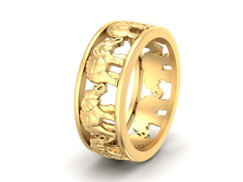 3D Model Lucky Elephant Band Ring 899 3D print model_1