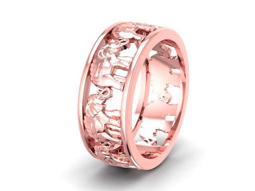 3D Model Lucky Elephant Band Ring 899 3D print model_2