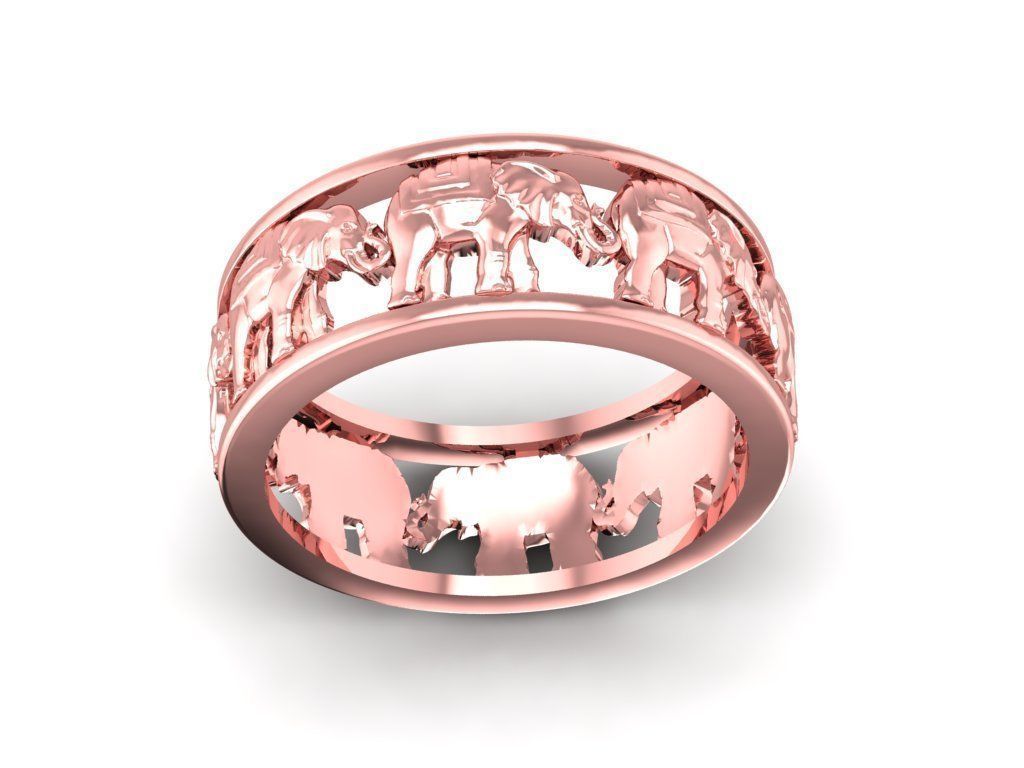 3D Model Lucky Elephant Band Ring 899 3D print model_3