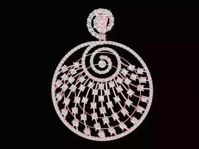 Luxury Spiral Diamond Pendant 3D Model 900