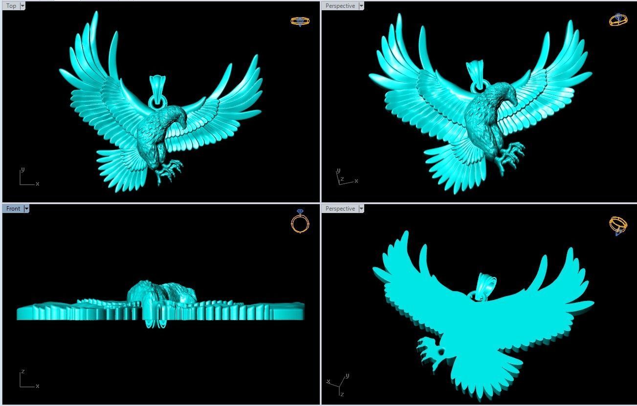 Eagle pendant 3D print model_6