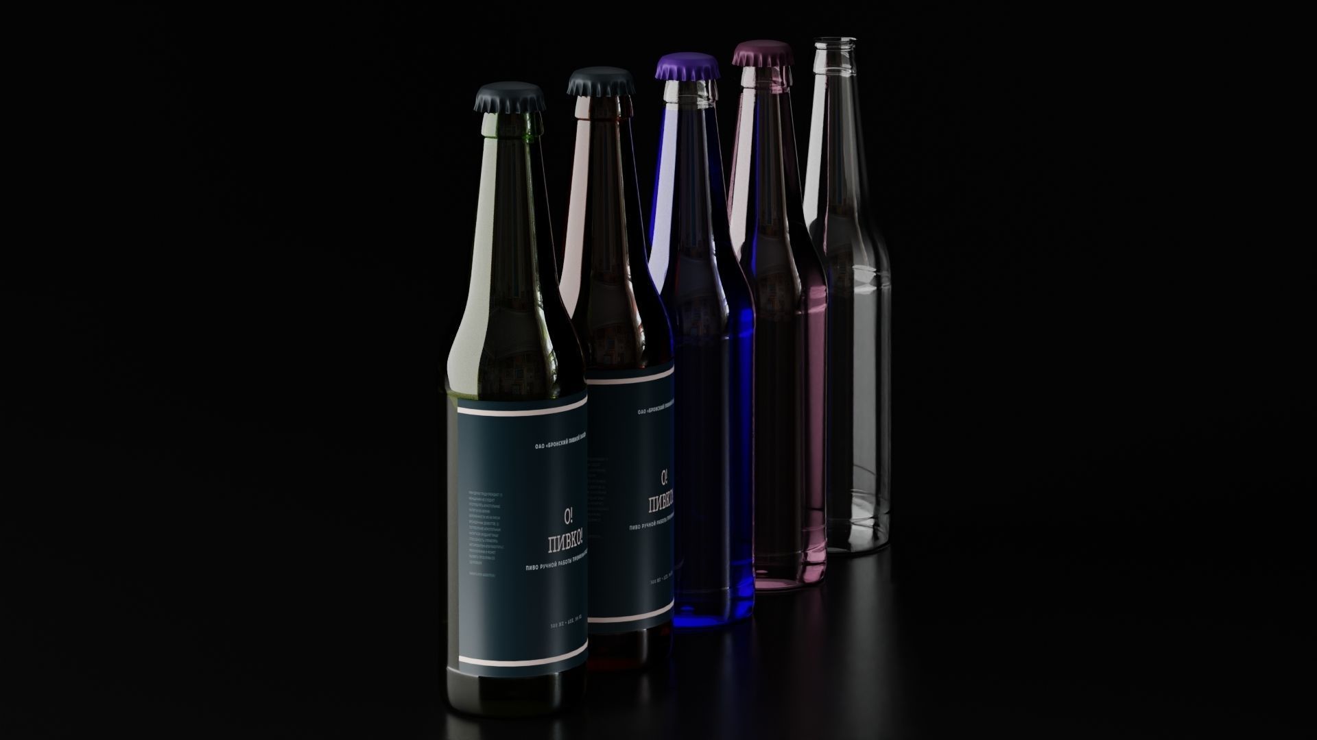 Glass beer bottle 1  3D model_2