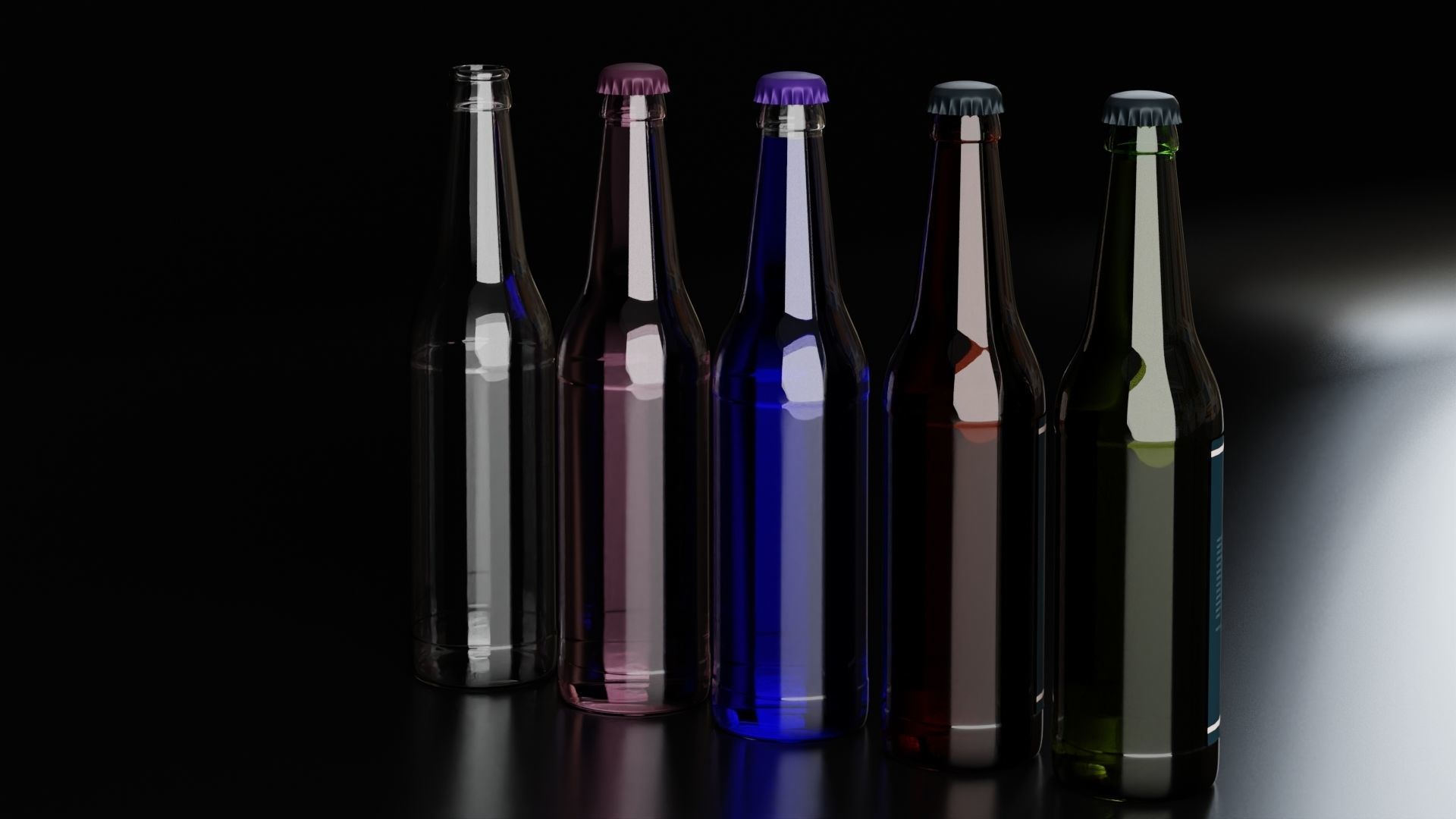 Glass beer bottle 1  3D model_3