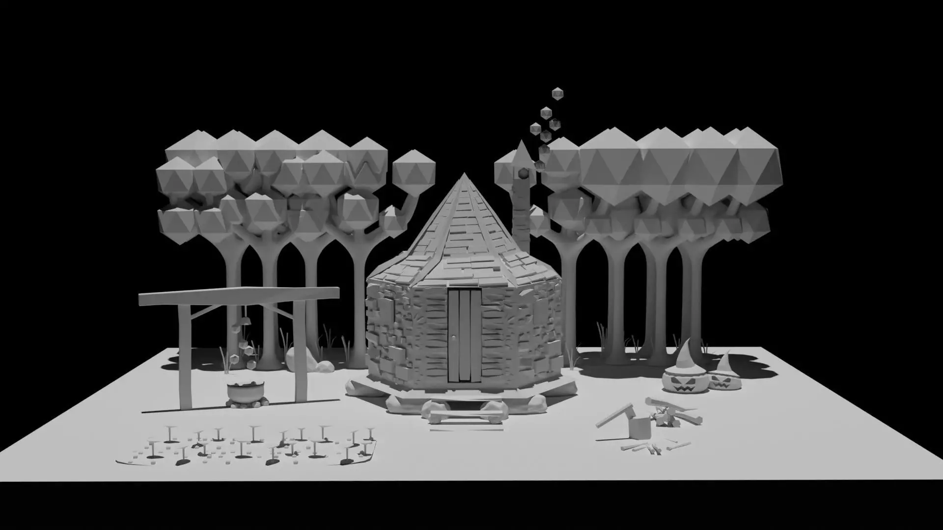 Low Poly Forest House Low-poly 3D model_0