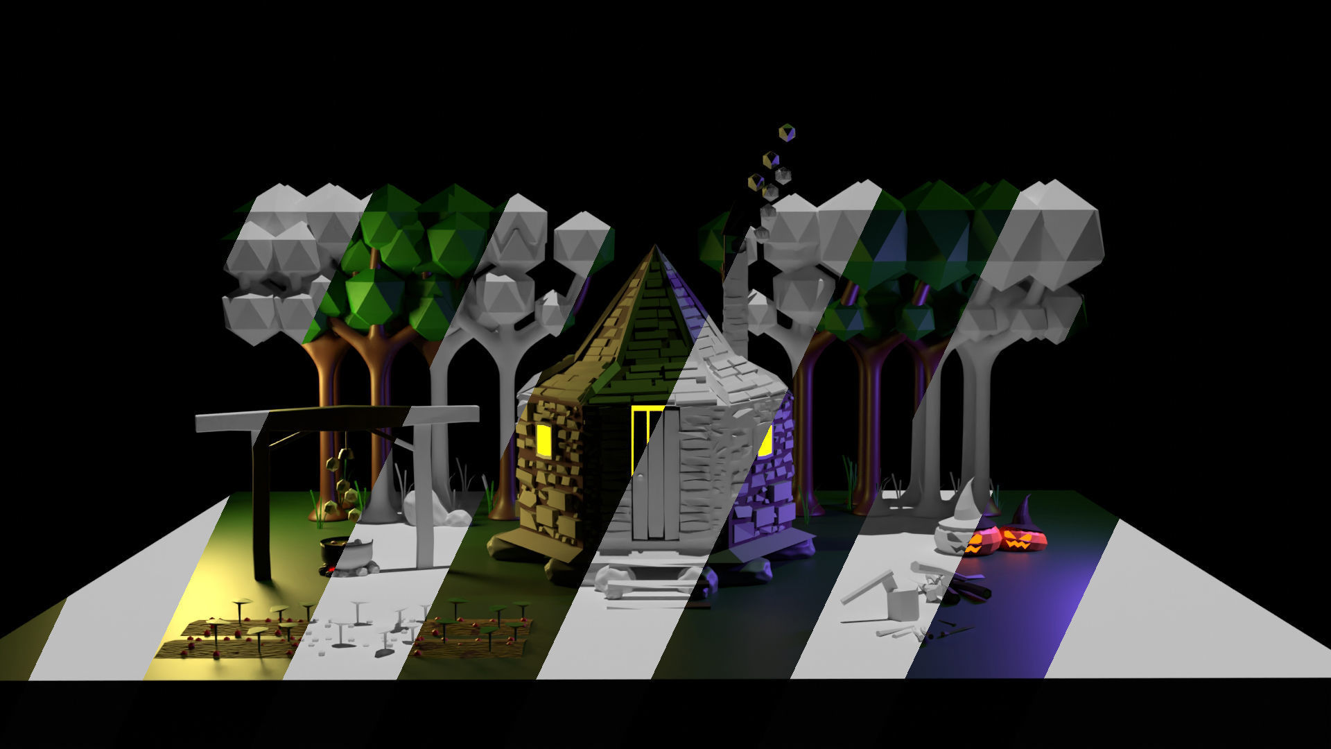 Low Poly Forest House Low-poly 3D model_4