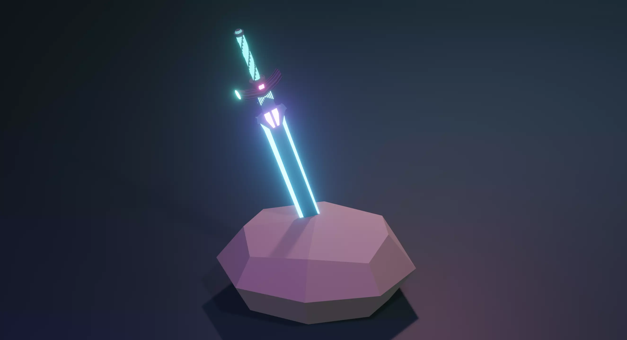 Magic ice Sword low-poly Low-poly 3D model_0