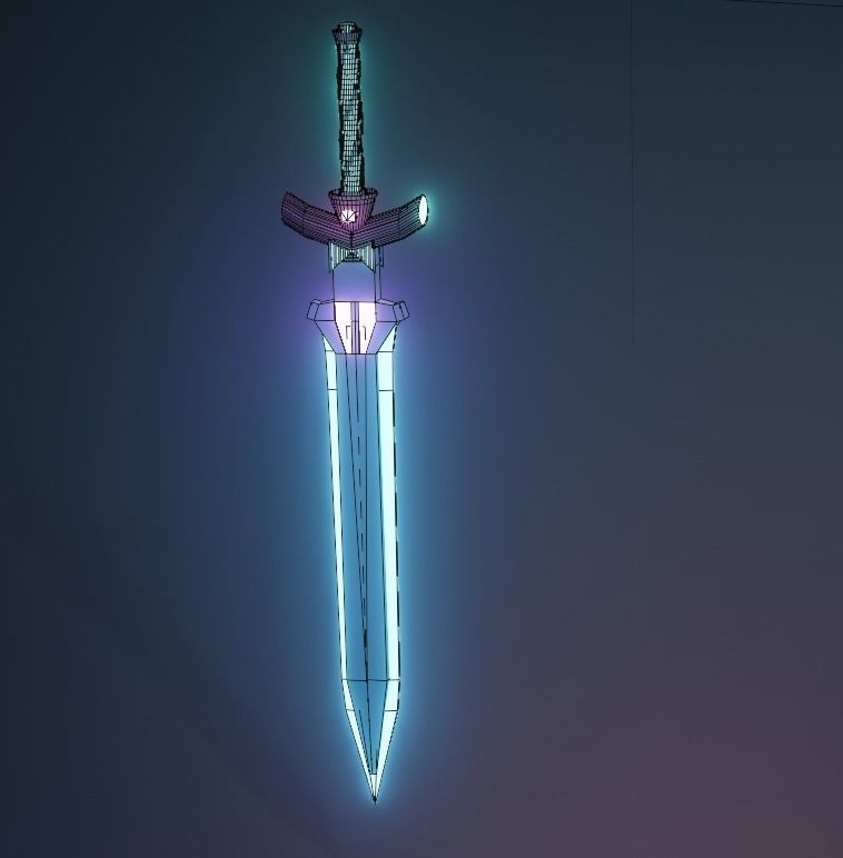 Magic ice Sword low-poly Low-poly 3D model_1