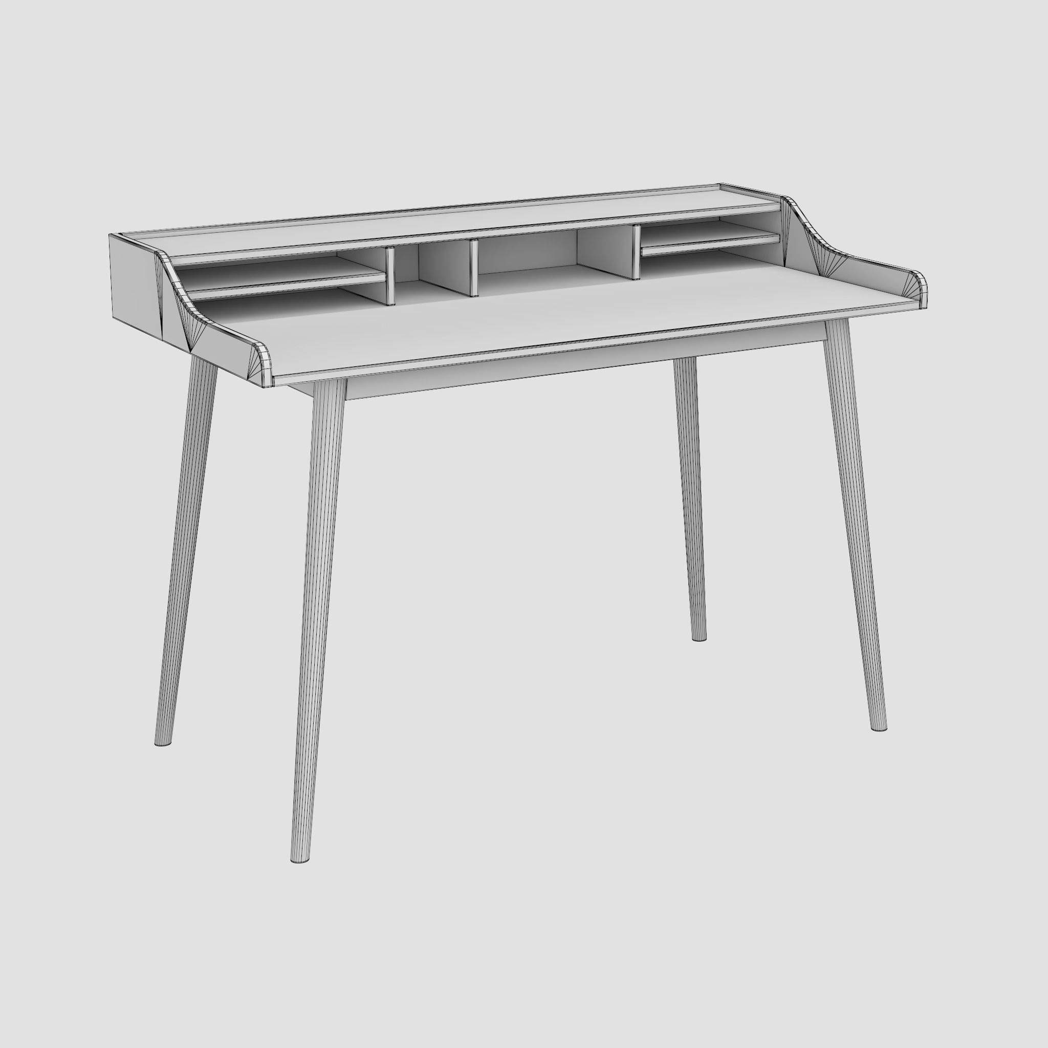 Writing desk PBR low-poly Low-poly 3D model_1