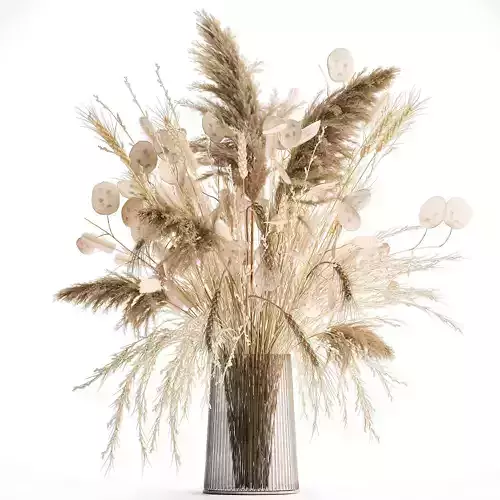 Bouquet of dried flowers in a glass vase 126