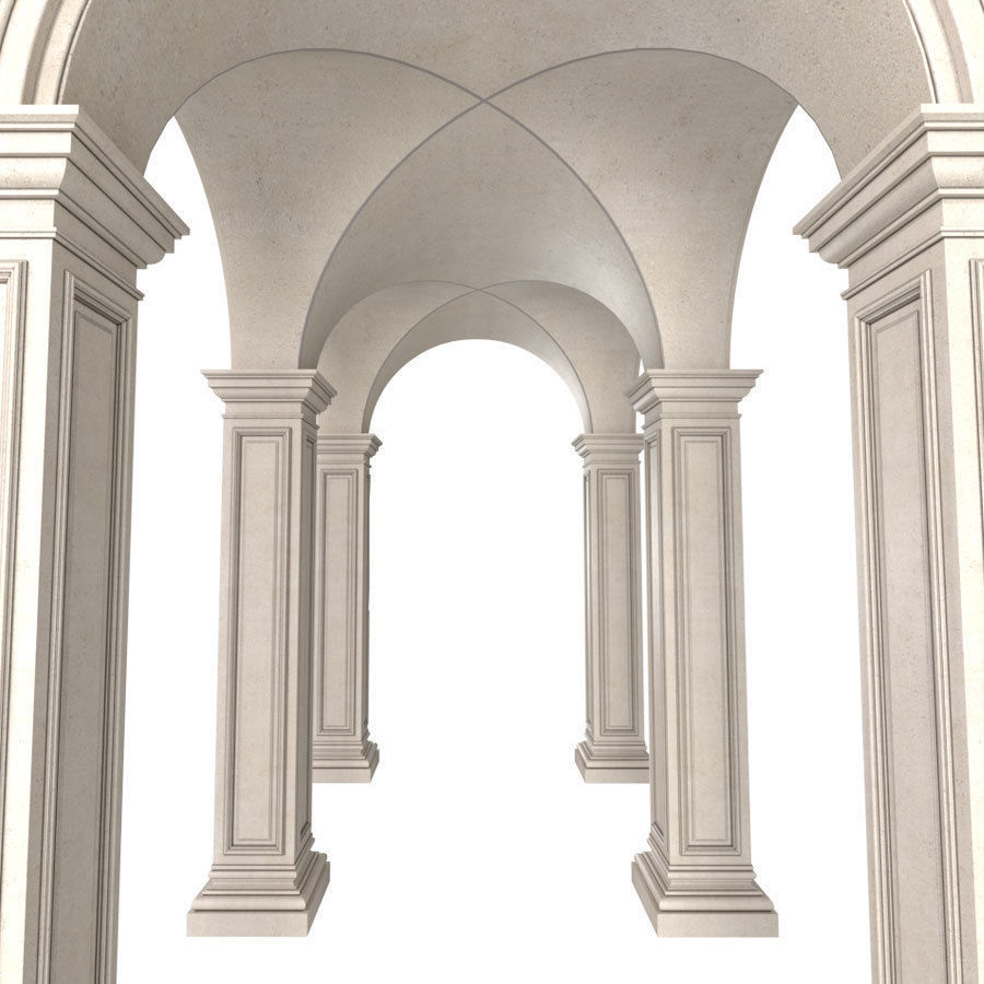 Arched Vaulted Gallery 3D model_1