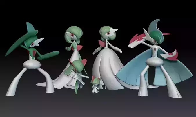 Pokemon Ralts Kirlia Gardevoir Gallade Mega Evolution 3D print model
