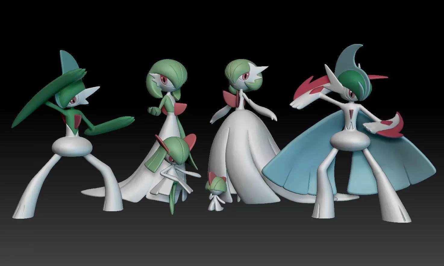 Pokemon Ralts Kirlia Gardevoir Gallade Mega Evolution 3D print model_0
