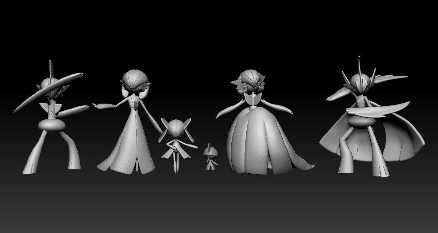 Pokemon Ralts Kirlia Gardevoir Gallade Mega Evolution 3D print model_1