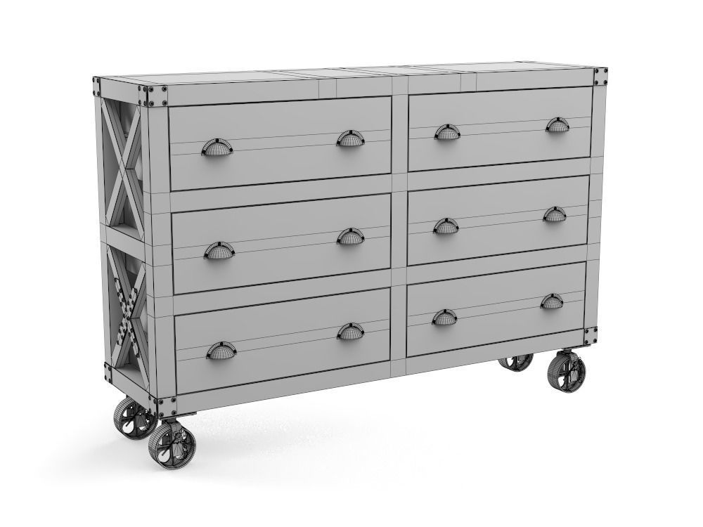 Chest of drawers PBR low-poly Low-poly 3D model_1