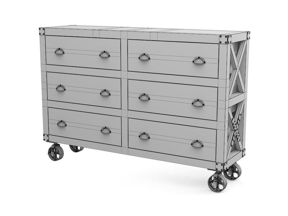 Chest of drawers PBR low-poly Low-poly 3D model_3