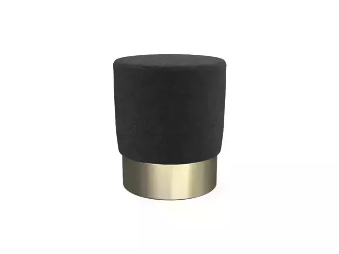 Pouf PBR low-poly stool with fabric and gold base