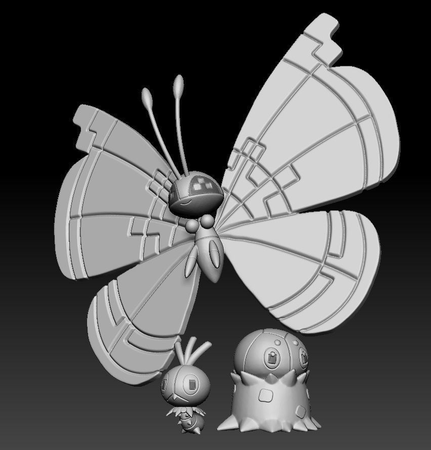 Pokemon Scatterbug Spewpa Vivillon 3D print model_1