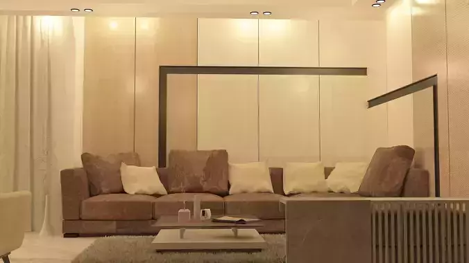 living modern room with walls