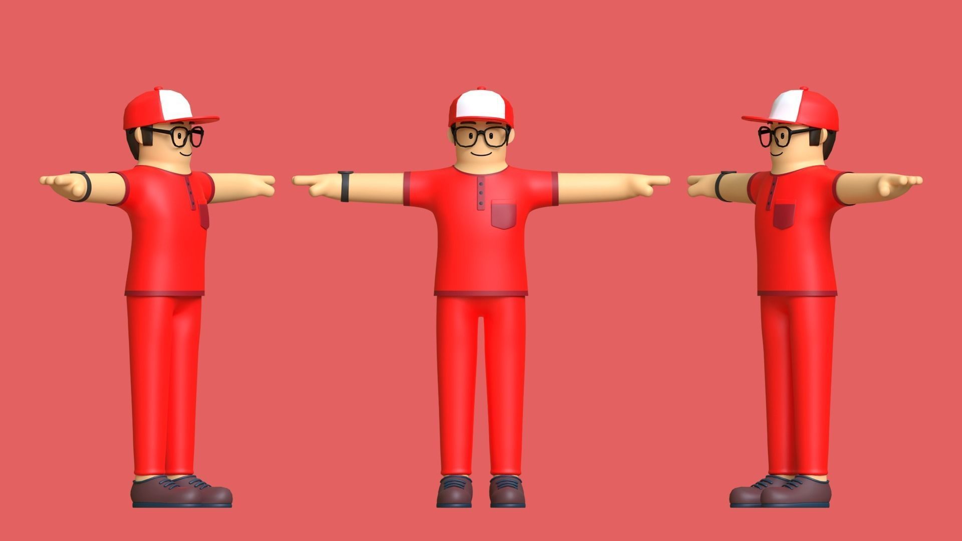 Minimal Deliveryboy Cartoon Character 3D model_5