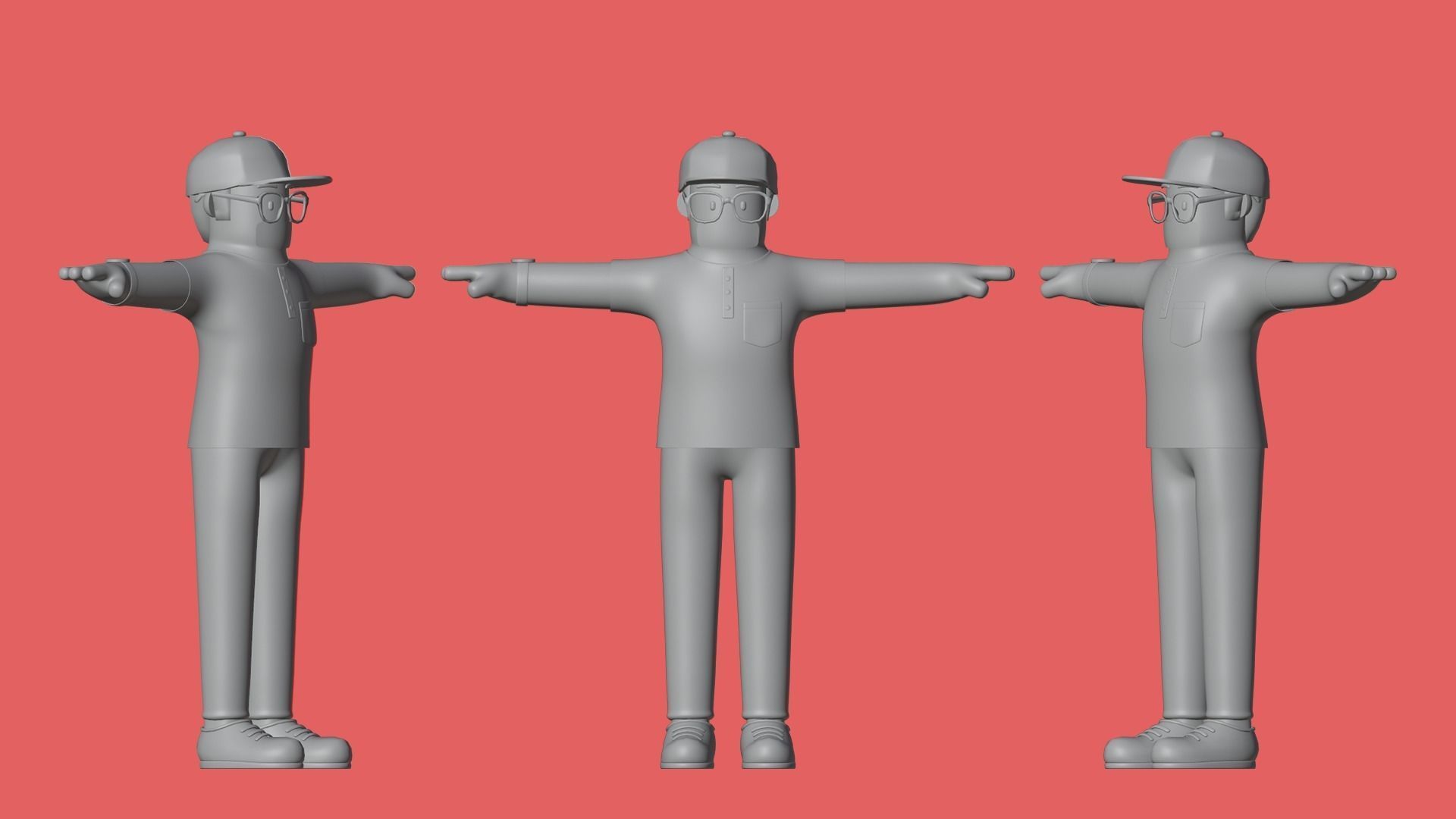 Minimal Deliveryboy Cartoon Character 3D model_6