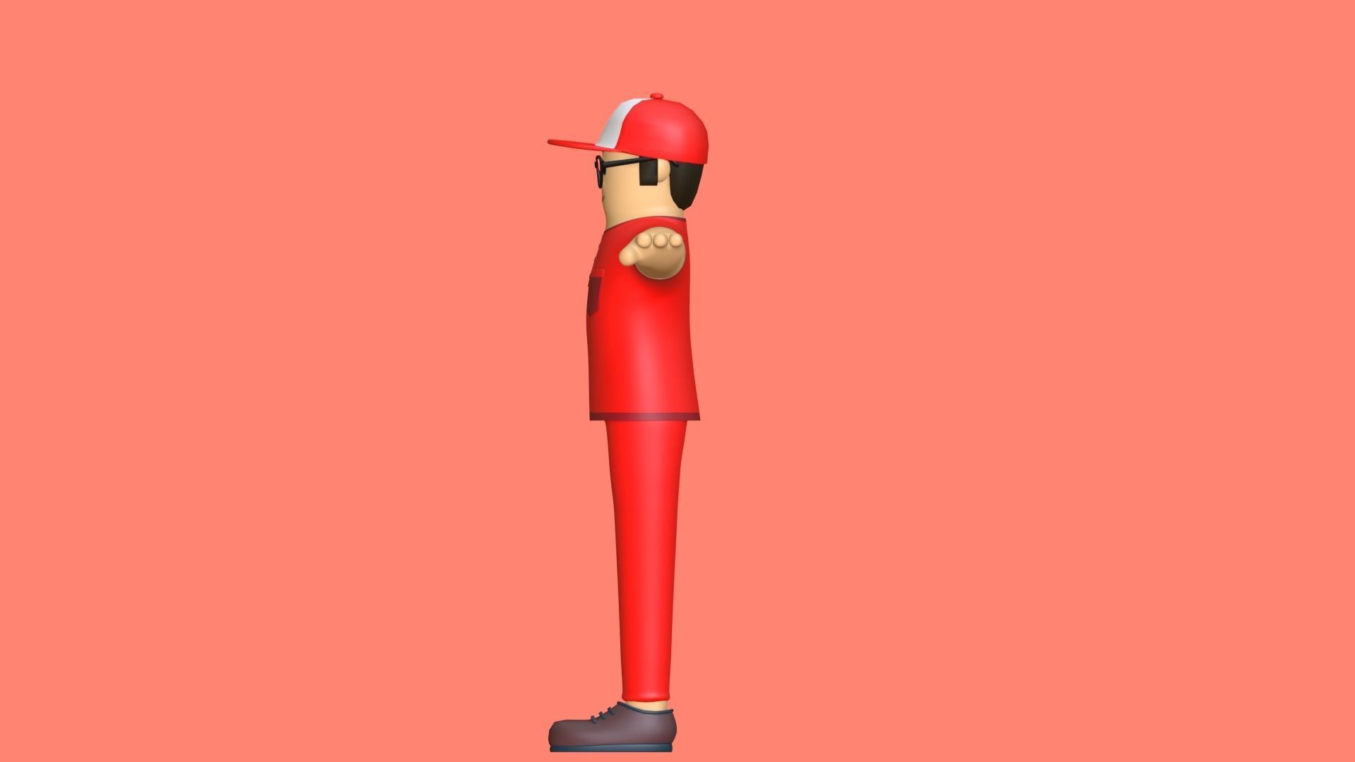 Minimal Deliveryboy Cartoon Character 3D model_15