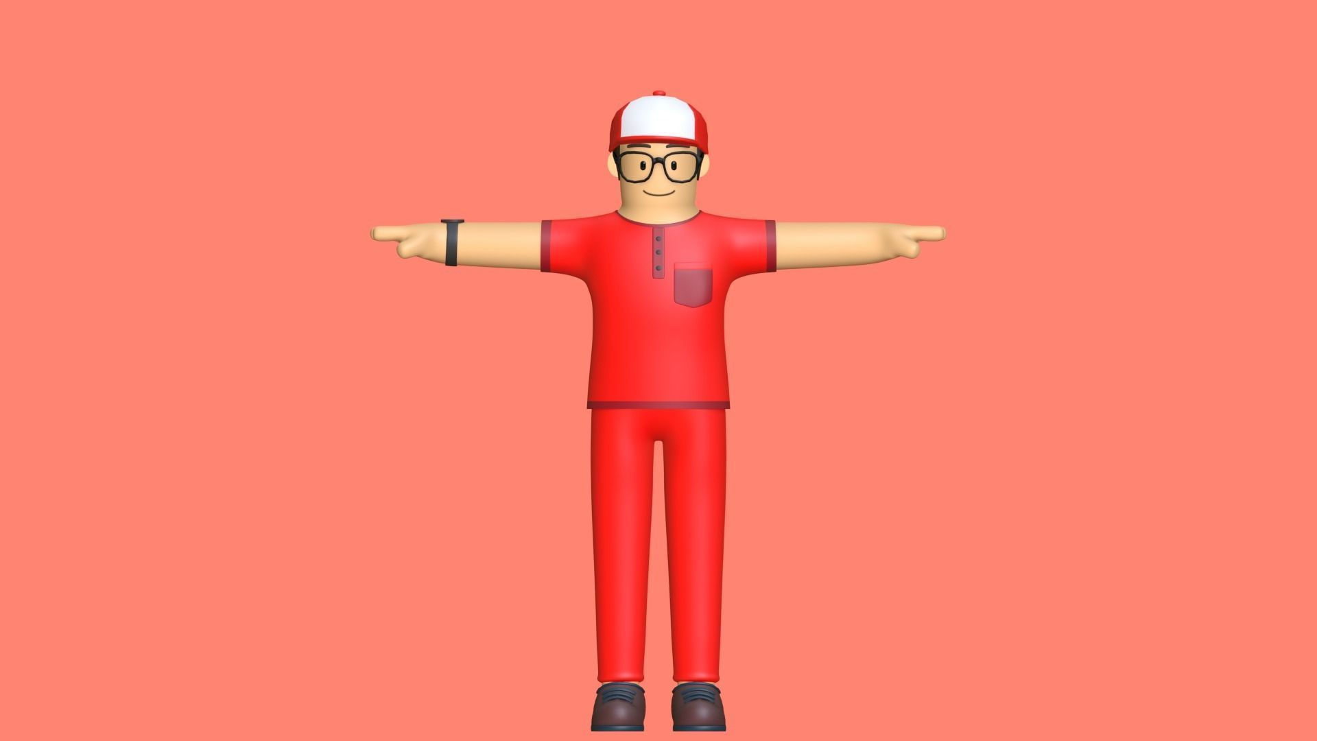 Minimal Deliveryboy Cartoon Character 3D model_12