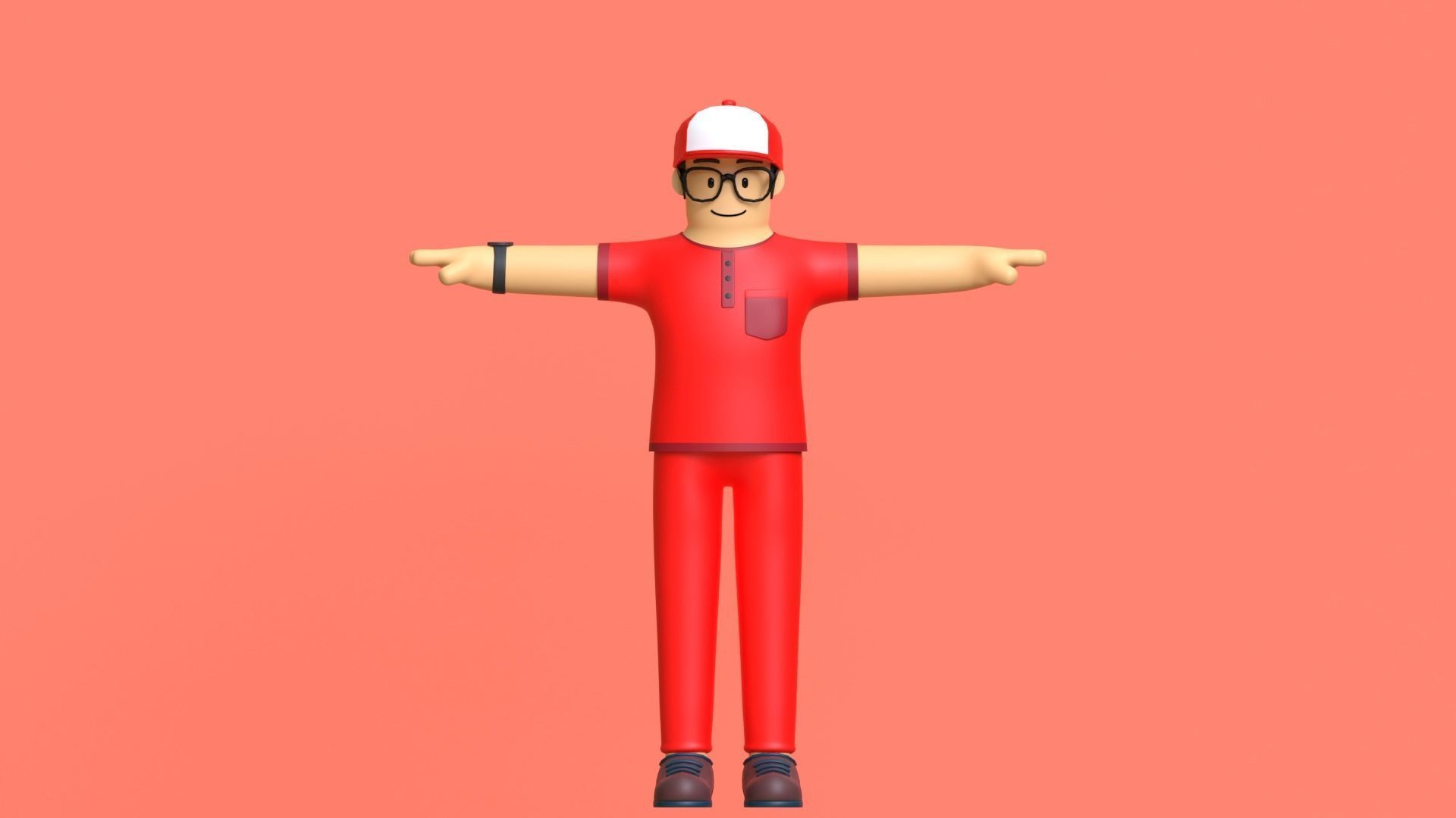 Minimal Deliveryboy Cartoon Character 3D model_8