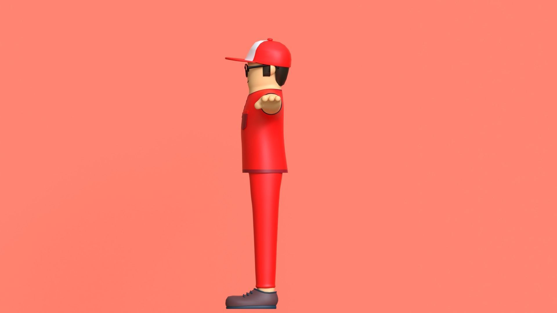 Minimal Deliveryboy Cartoon Character 3D model_11
