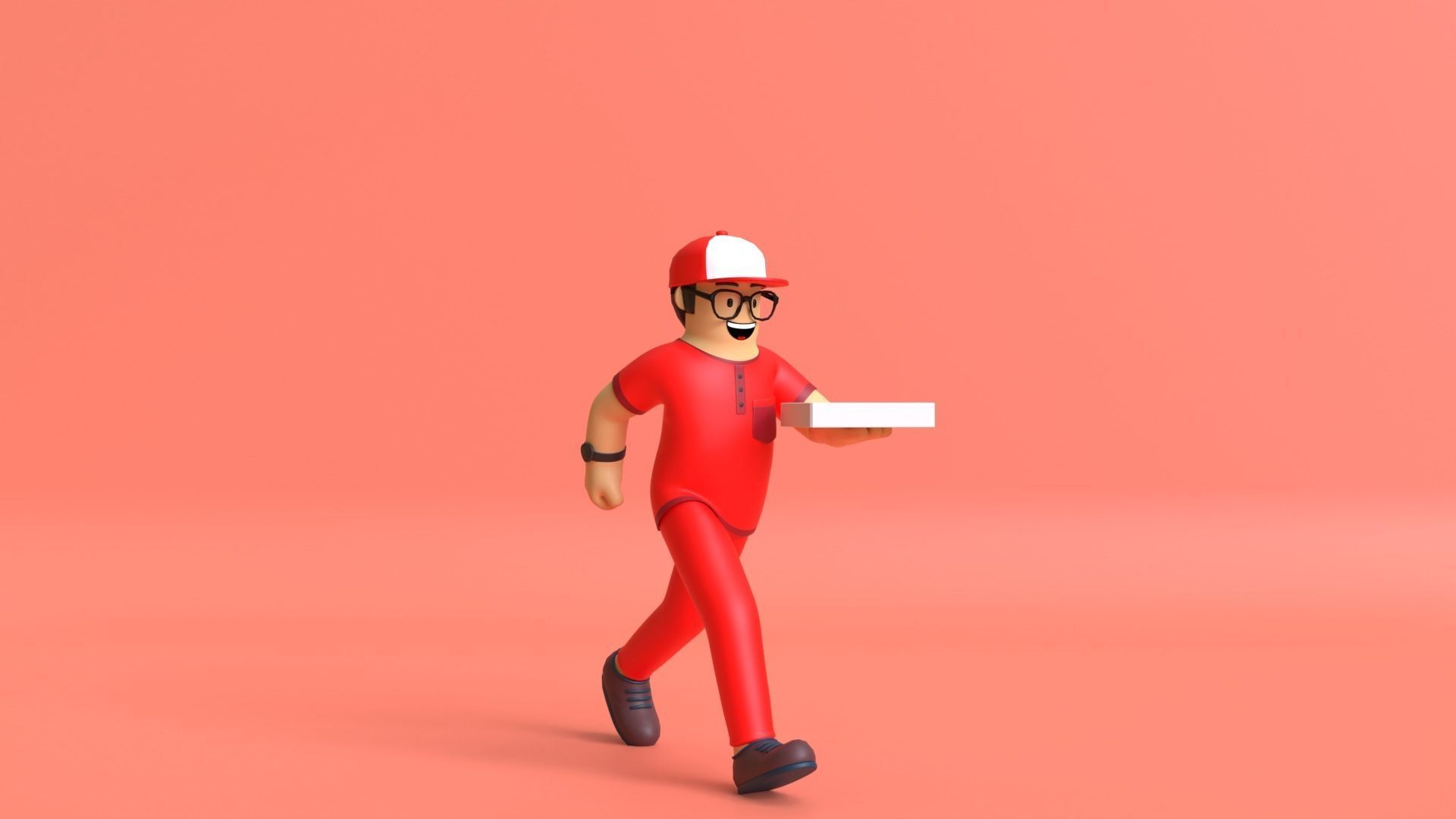 Minimal Deliveryboy Cartoon Character 3D model_4