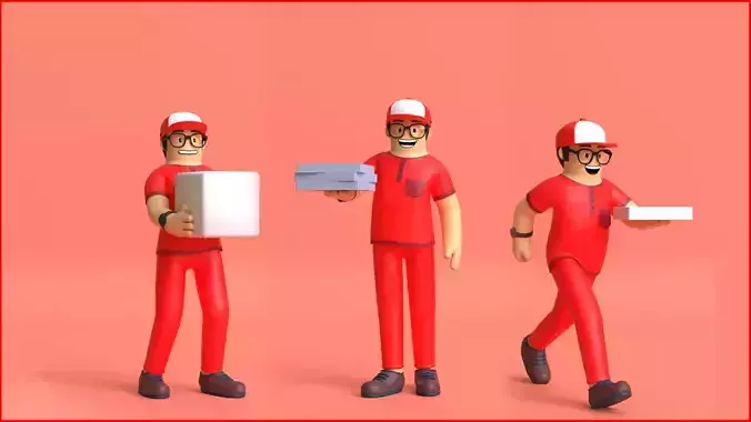 Minimal Deliveryboy Cartoon Character