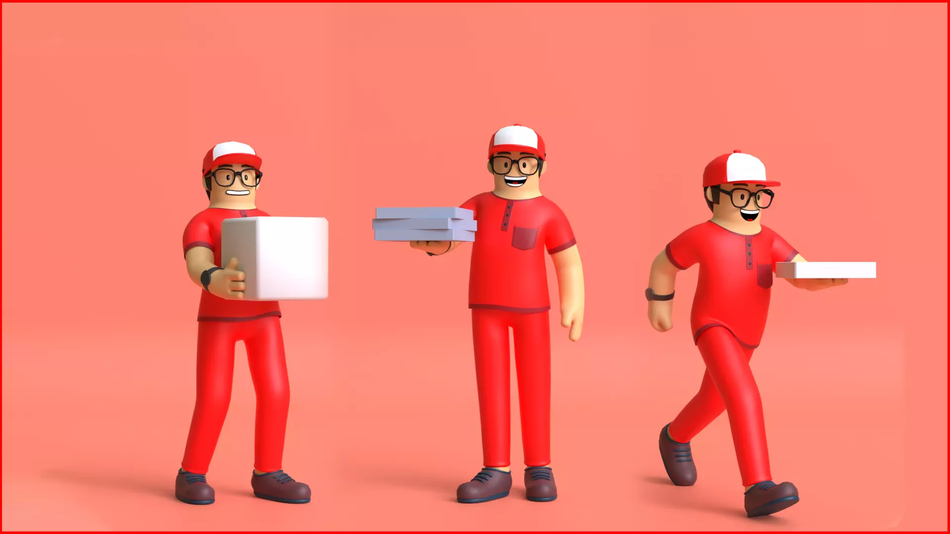 Minimal Deliveryboy Cartoon Character 3D model_0
