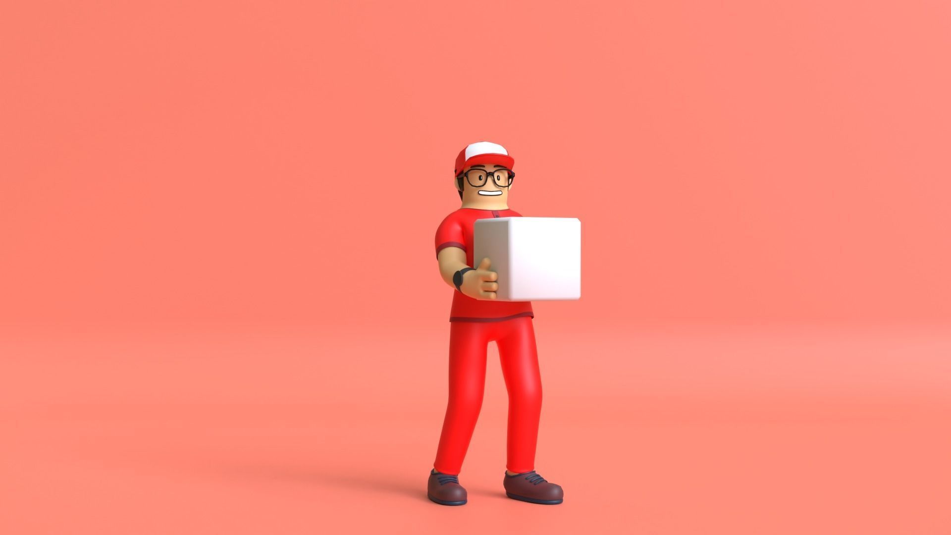 Minimal Deliveryboy Cartoon Character 3D model_3