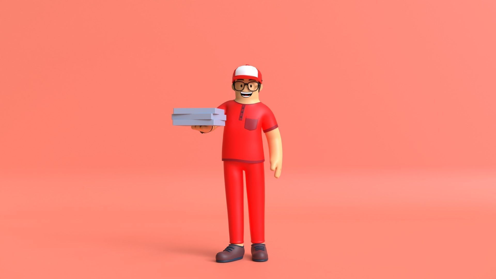 Minimal Deliveryboy Cartoon Character 3D model_2