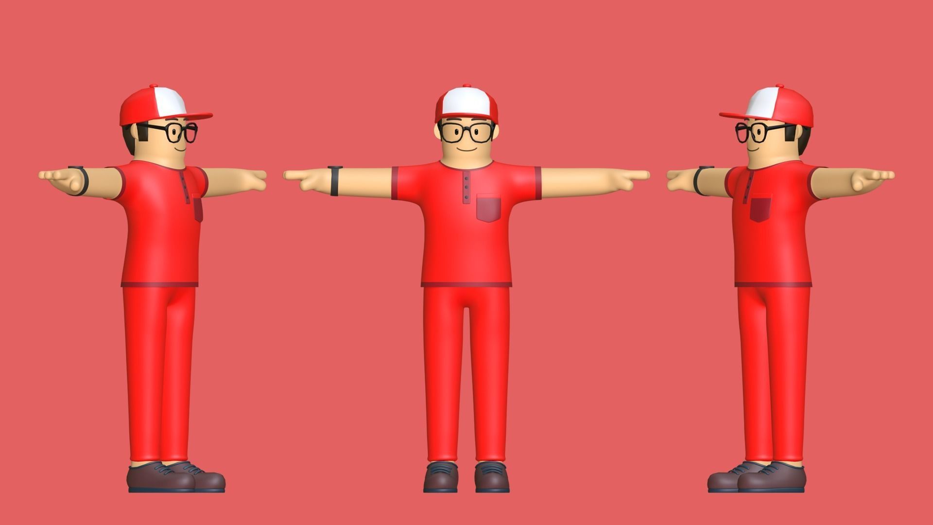Minimal Deliveryboy Cartoon Character 3D model_7