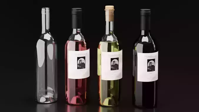 Glass wine bottle  3D model