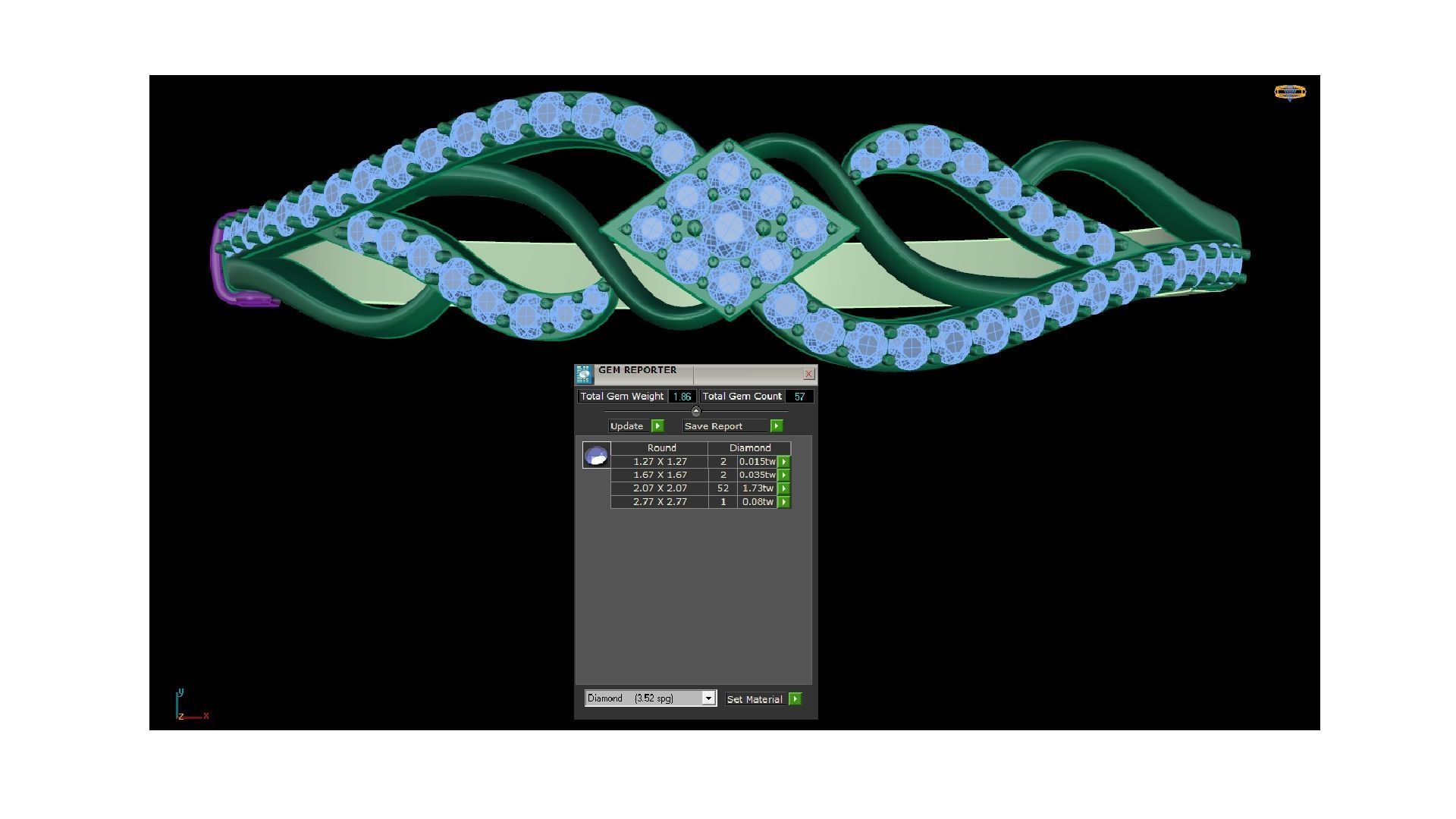 Bracelet 3D braided ring with diamonds 3D print model_1