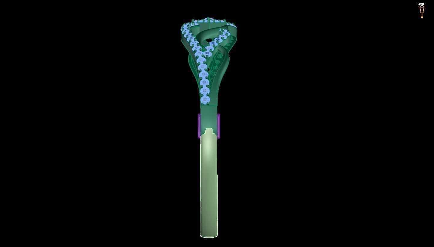 Bracelet 3D braided ring with diamonds 3D print model_3