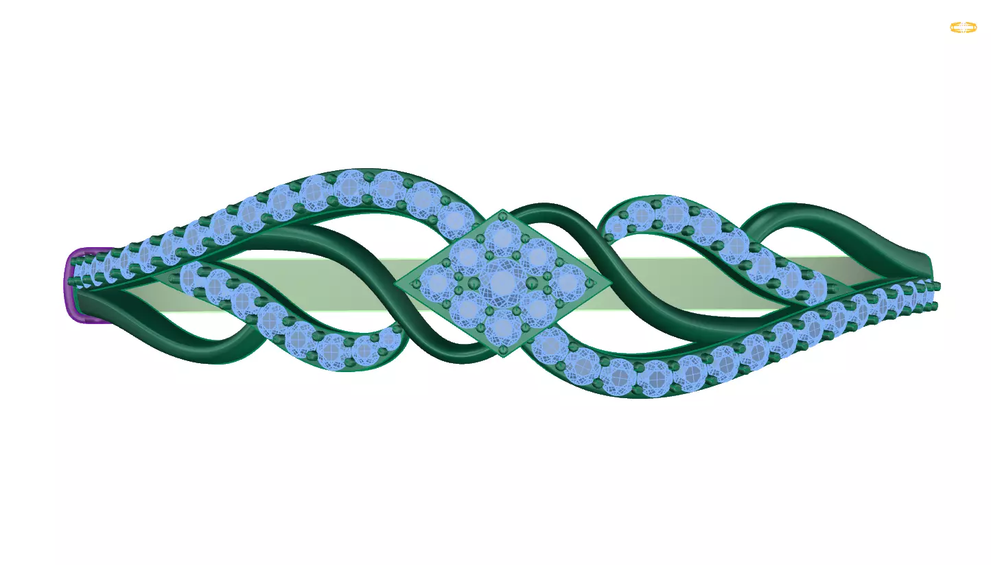 Bracelet 3D braided ring with diamonds 3D print model_0