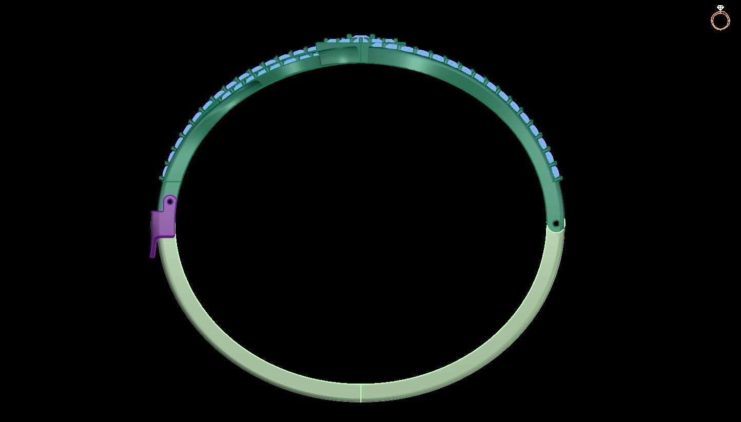 Bracelet 3D braided ring with diamonds 3D print model_2