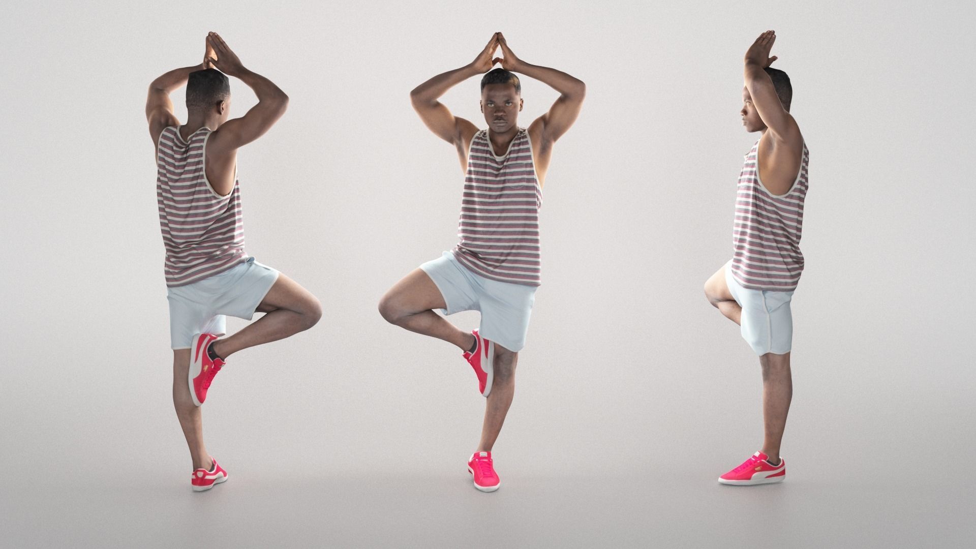 Young man doing yoga routine 326 Low-poly 3D model_2