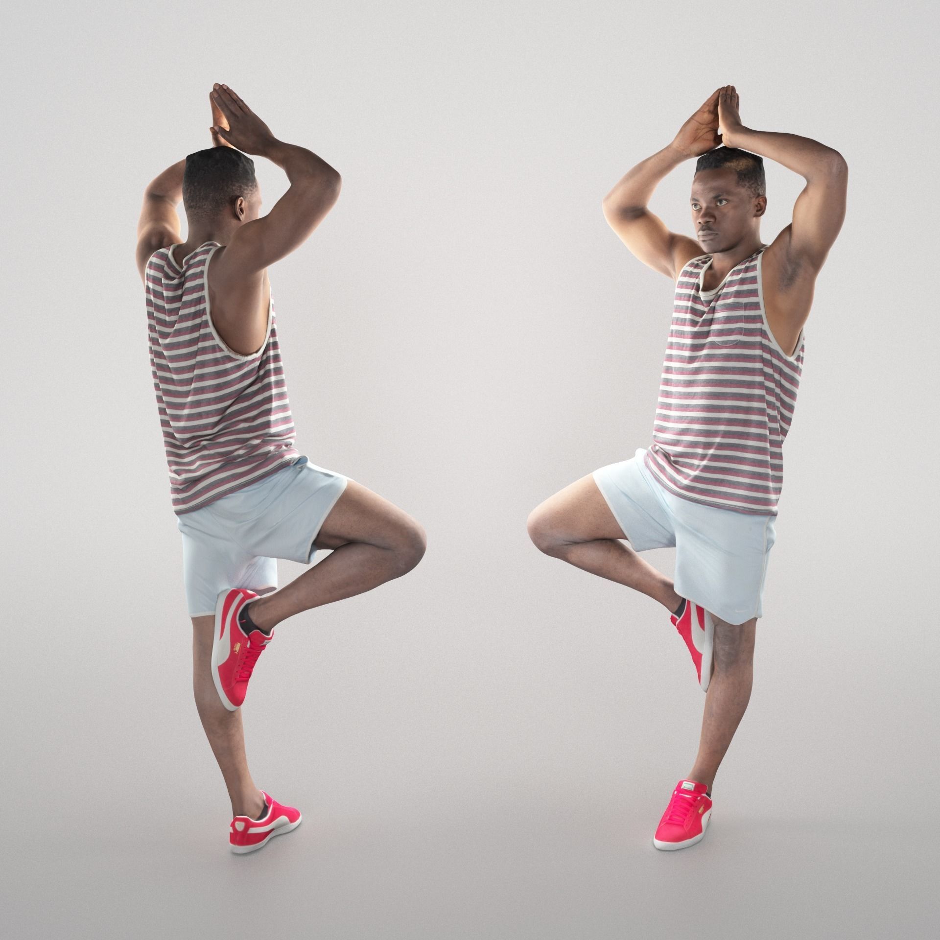 Young man doing yoga routine 326 Low-poly 3D model_1