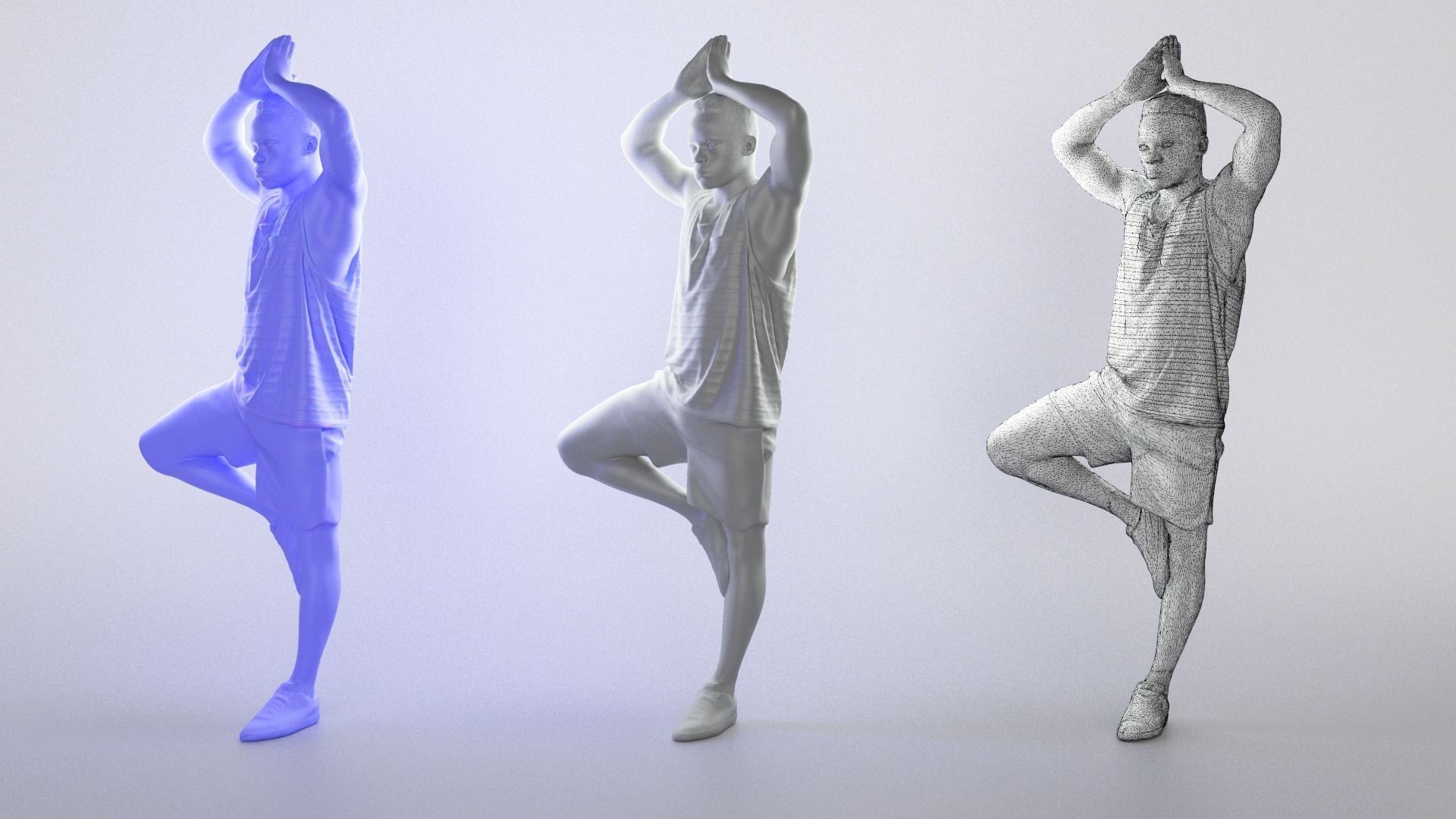 Young man doing yoga routine 326 Low-poly 3D model_3
