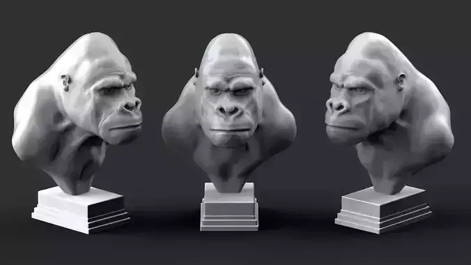 Gorilla Head Statue 3D print model