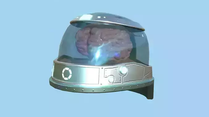SciFi Brain Helmet 01 Aluminum - Character Design Fashion Low-poly 3D model