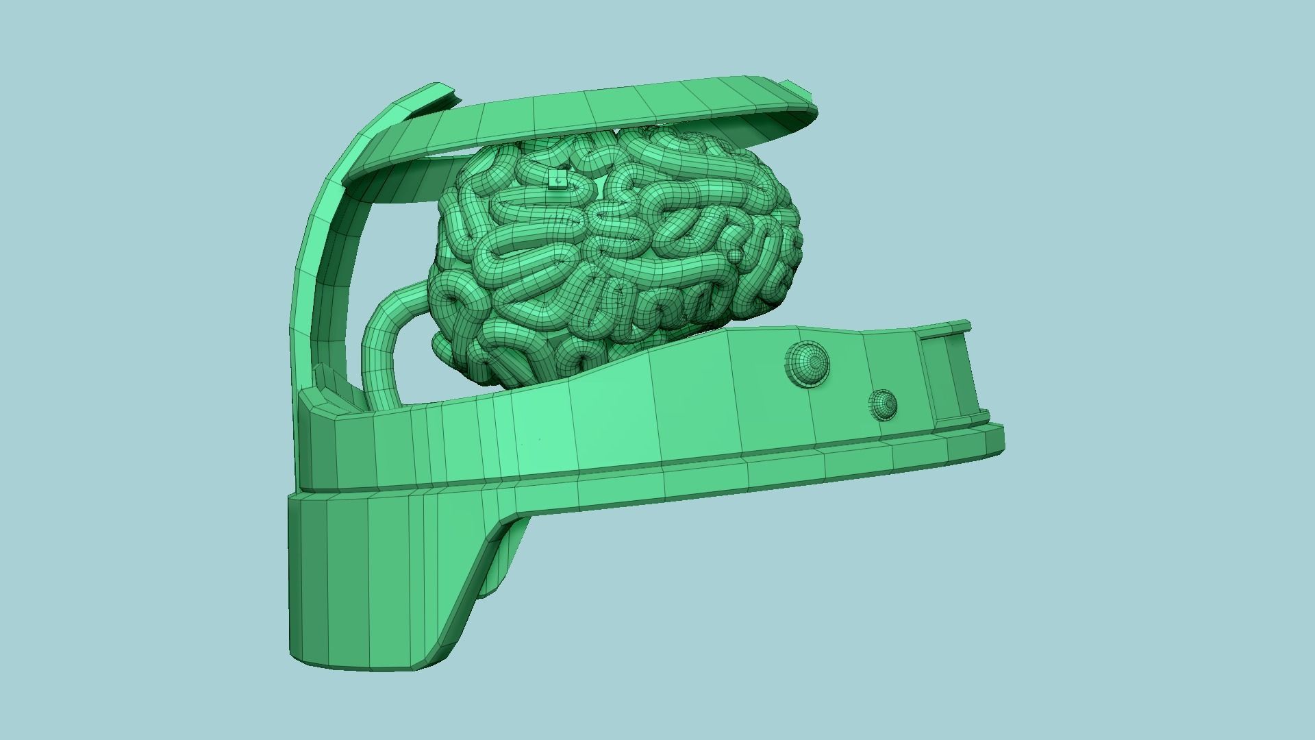 SciFi Brain Helmet 01 Aluminum - Character Design Fashion Low-poly 3D model_13