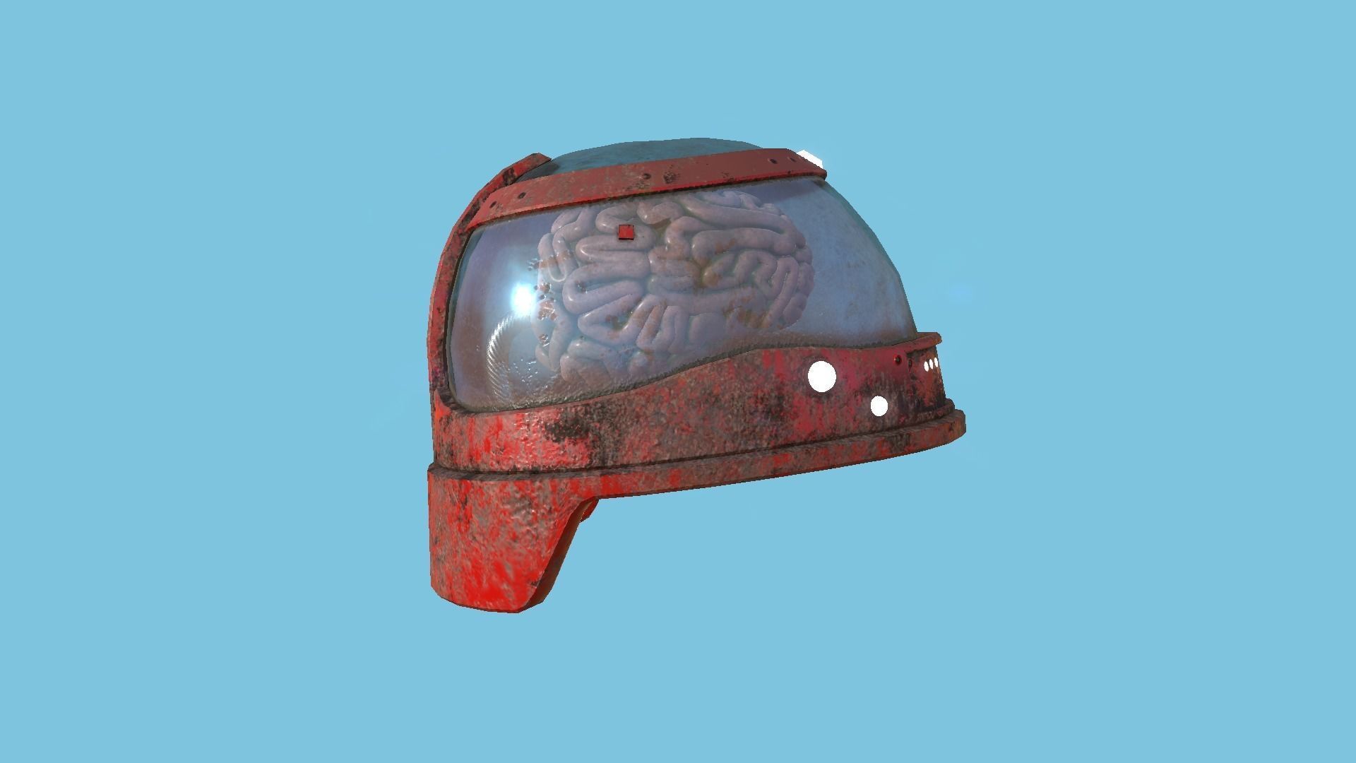 SciFi Brain Helmet 02 Red Rust - Character Design Fashion Low-poly 3D model_4