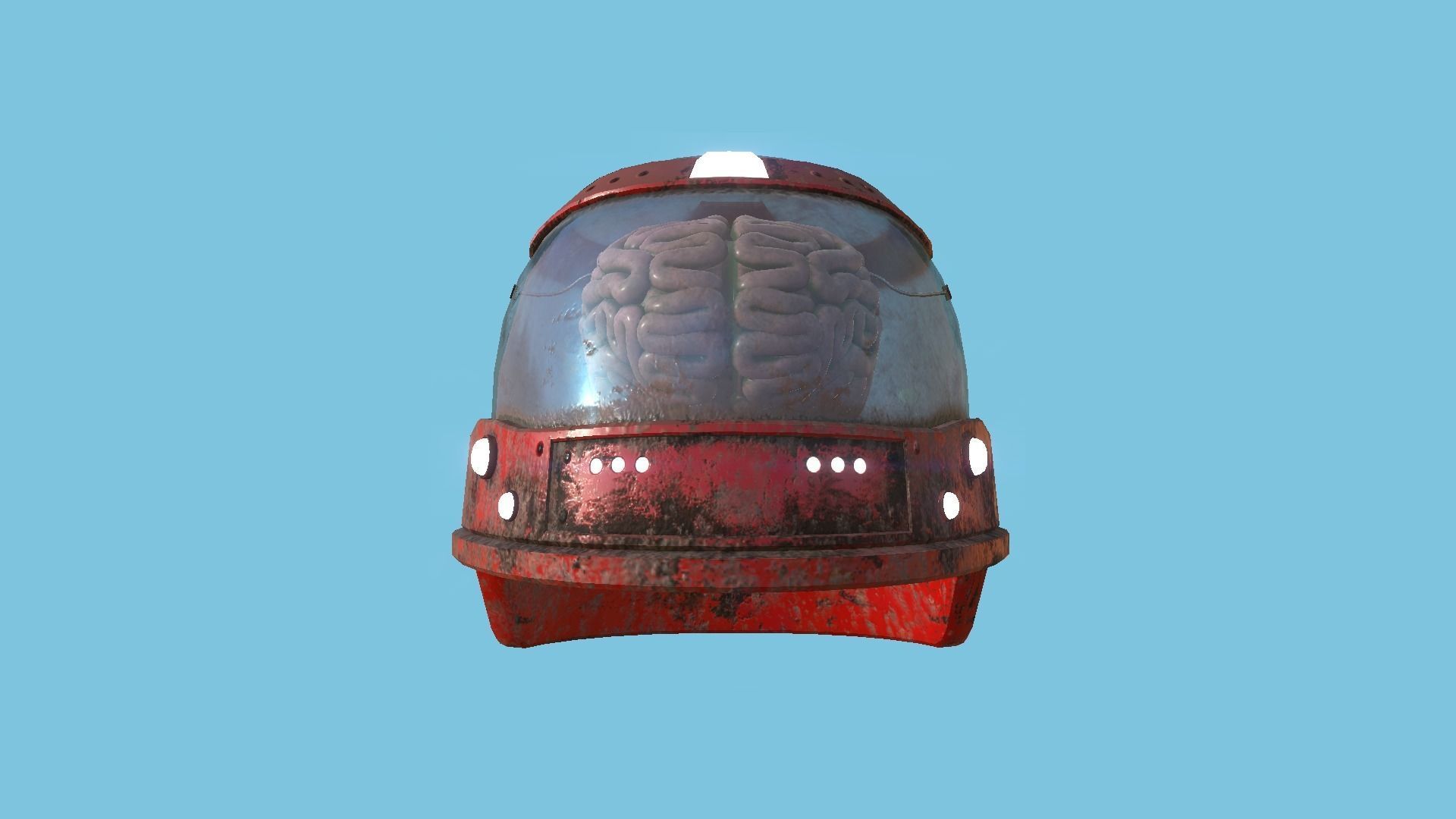 SciFi Brain Helmet 02 Red Rust - Character Design Fashion Low-poly 3D model_3