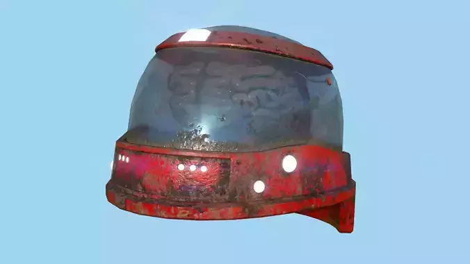 SciFi Brain Helmet 02 Red Rust - Character Design Fashion Low-poly 3D model