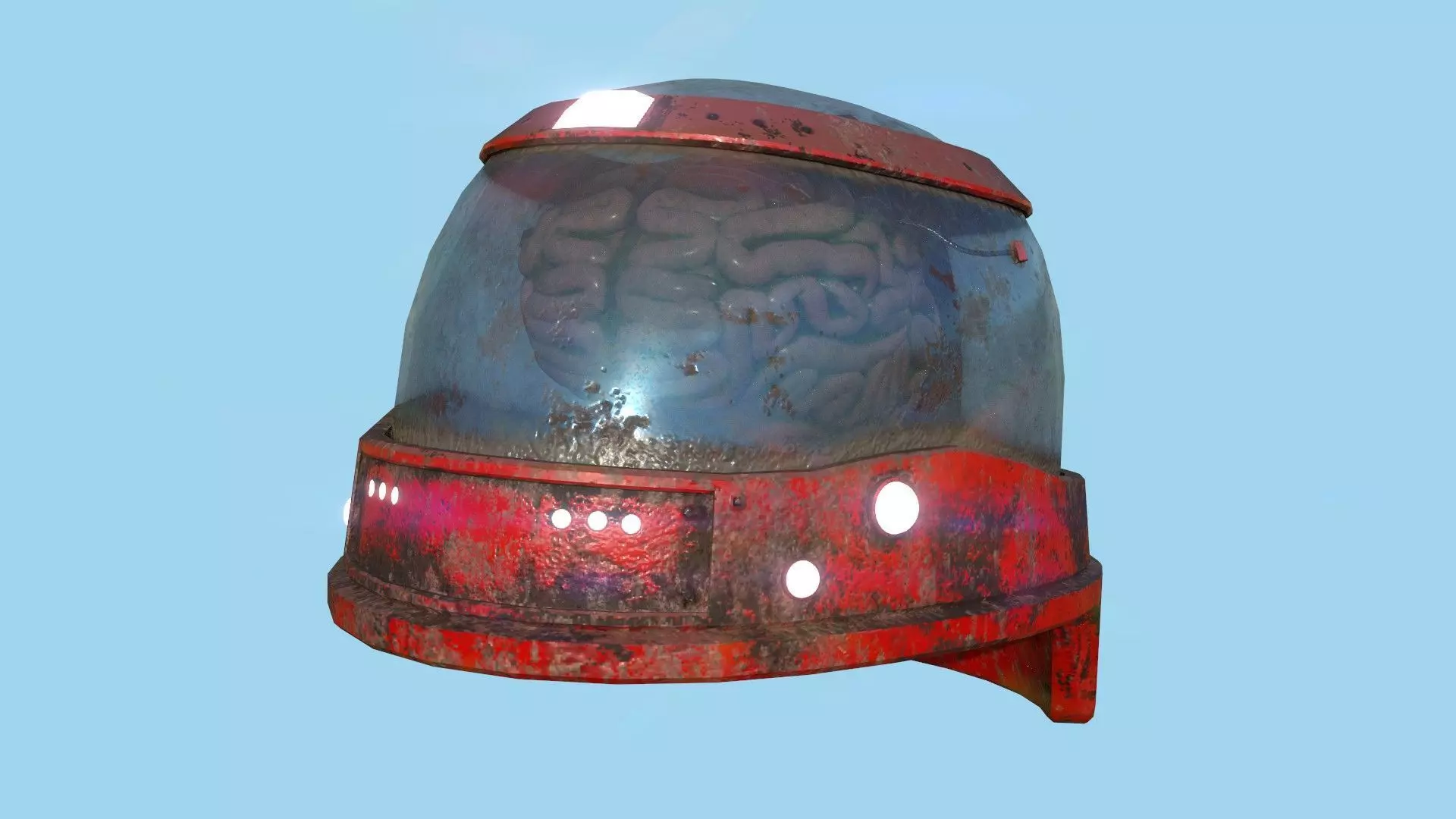 SciFi Brain Helmet 02 Red Rust - Character Design Fashion Low-poly 3D model_0